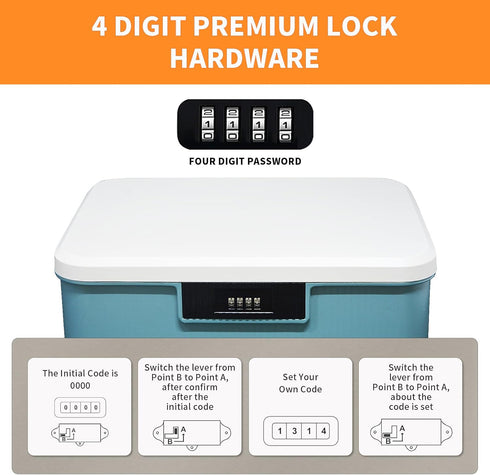 Lockable Storage Container Bin, 4.2 Gallon Heavy Duty Plastic Organizer Box with Combination Lock, Usable for Item or