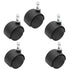 5pcs 1.5 Inch Swivel Caster Wheels, M8 Circlip Stem, Heavy Duty Black Nylon Replacement for Furniture, Table, Cabinet