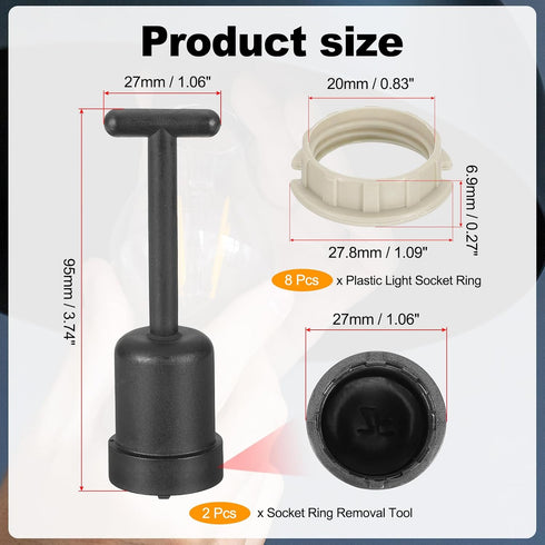 G9 8 95mm PATIKIL Light Socket Rings Kit, Lamp Shade Holder Adapter Plastic Ring Replacement with Removal Tool for Lamp