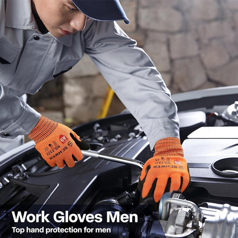 Schwer ProGuard Cut Resistant Work Gloves PR3326, ANSI A9 Cut Gloves with Reinforced Thumb (L)