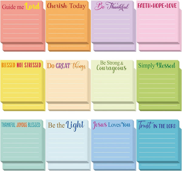 Yinder 24 Pcs Inspirational Sticky Notes with Lines, Cute Motivational Note Pad for Coworkers Office