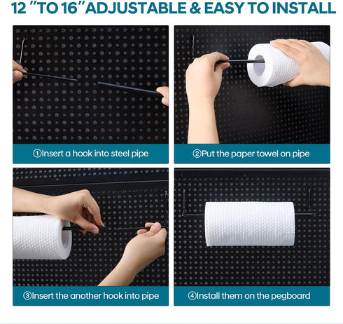 246PCS Pegboard Accessories Organizer Kit with Hooks, Bins, and Paper Towel Holder for Garage Storage