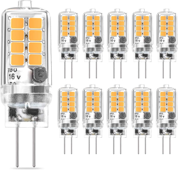 G4 LED Bulb, Warm White 3W Equivalent to 20W 30W Halogen, 360 Beam Angle, AC/DC 12V, 10 Pack