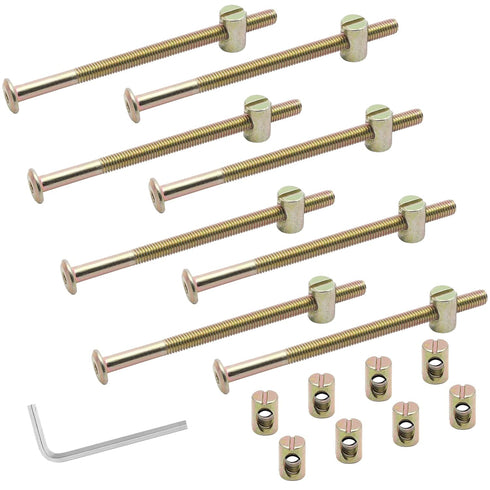 M6 x 100mm Bunk Bed Bolts, 12 Pcs Hex Drive Socket Furniture Barrel Screws with Wrench for Baby Crib