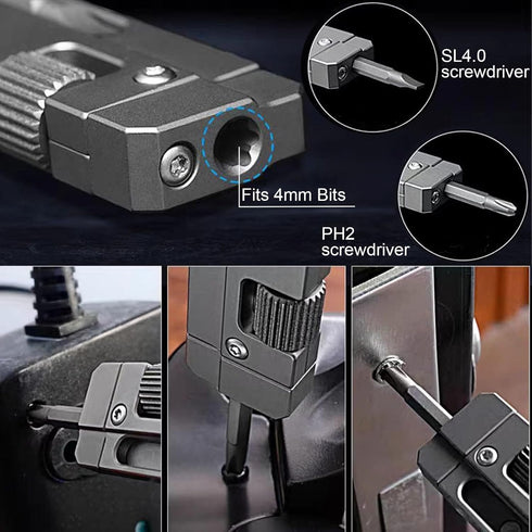 zavcurp Titanium Keychain Wrench Mini EDC Adjustable Spanner with Screwdriver, Pocket Tool for Everyday Carry, Travel