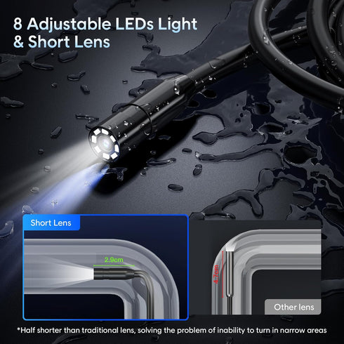 SKYEAR 16.4ft 4.3'' 1080P, 8 IP67 5m) Endoscope with Light and Semi-Rigid Cable, Handheld Borescope HD Adjustable LED