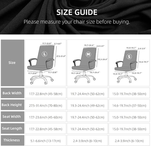 Stretch Computer Office Chair Cover, Durable Zipper Washable Spandex Slipcovers, Anti-dust Protector for Pets