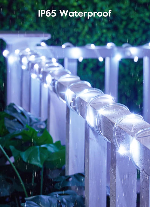 Brightown Solar Rope Lights, IP65 Waterproof 39FT 100LED Outdoor Solar String Lights Solar Powered Fairy Lights with 8 Lighting Modes for Party Garden Yard Home Holiday Tree Decoration, Pure White by Brightown
