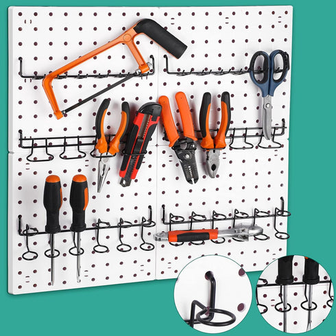 6 Pcs Pegboard Screwdriver Holders, Stainless Steel Organizer Hooks for Tool Utility Racks (Black)