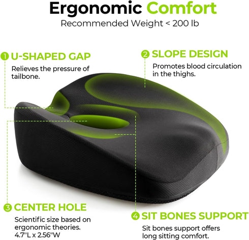 Tailbone AUVON Innovative Donut Pillow Hemorrhoids Scientific Center Hole and Cutout, Orthopedic Pain Relief Donut Seat