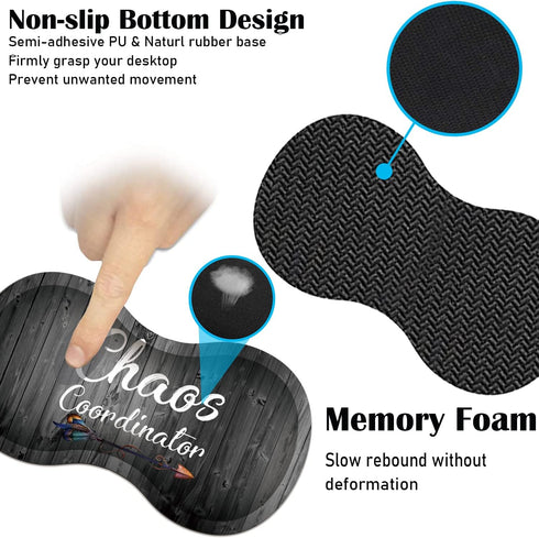 VSOJSOJKE Set Large Game Mouse Pad + Wrist Support Pad + Coffee Coaster, Quote Chaos Coordinator Foldable Table Mat
