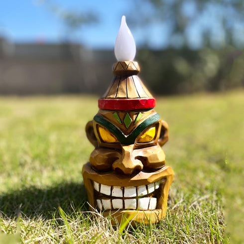 Outdoor Solar Tiki Statue Decor, Tiki Bar Decoration for Garden, Patio, Lawn, Backyard Gift