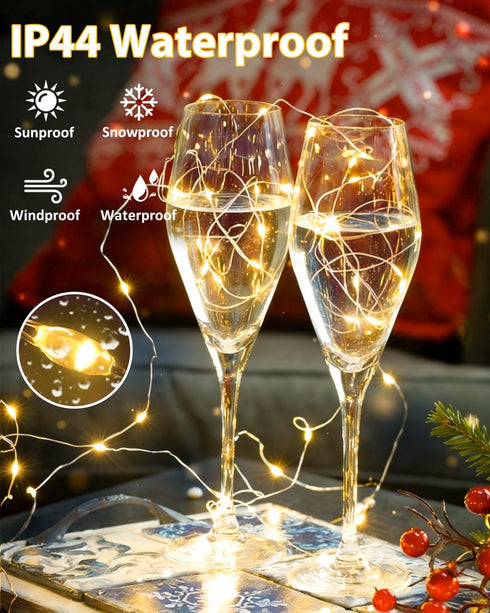4 Pack 33FT 100LED Christmas Fairy Lights Battery Operated with Remote, Each Waterproof Twinkle Lights with Timer