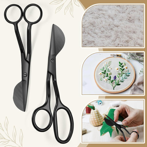 2 Pieces Duckbill Shears 6 and 7 Inches, Bent Curved Offset Handle Duckbill Scissors for Crafting and Fabric