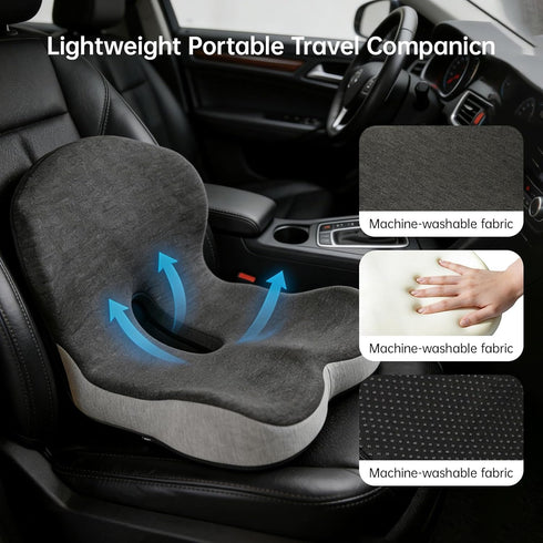 KEZPO Orthopedic Seat Cushion, L-Shaped Ergonomic Memory Foam Back & Seat Support, Non-Slip Breathable Washable Cover