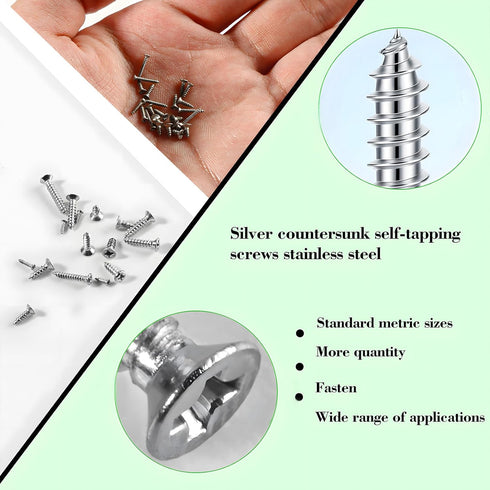 1320Pcs Flat Head Self Tapping Screws, 304 Stainless Steel Tiny Countersunk Cross Drive Head Micro Fastener Kit