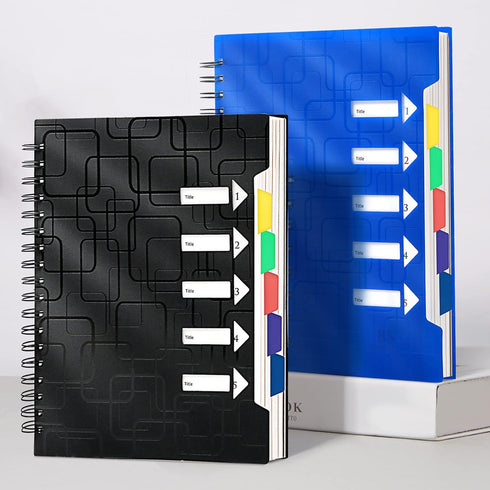 CAGIE 2 Pack College Ruled Spiral Notebooks - 480 Pages, 5 Subject with Tabs, A4 Notebooks