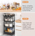 JIUYOTREE 4-Tier Plastic Rolling Storage Cart, Utility Cart with Extra Hanging Cups and Lockable Wheels for Living