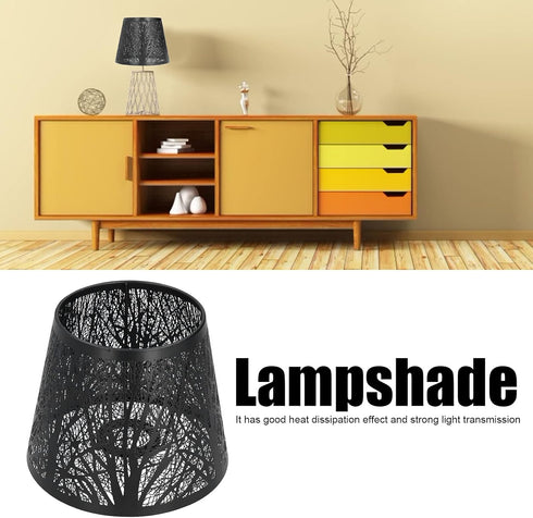 Tomedny E27 Metal Lamp Shade, Carved Forest Tree Shaped Small Lamp Shade Wrought Iron Lampshade Hollow Out Metal Tree