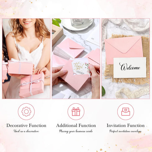 Outus 400 Pcs Bulk Gift Card Envelopes - Light Pink Mini Metallic Envelopes for Birthday and Wedding Invitations