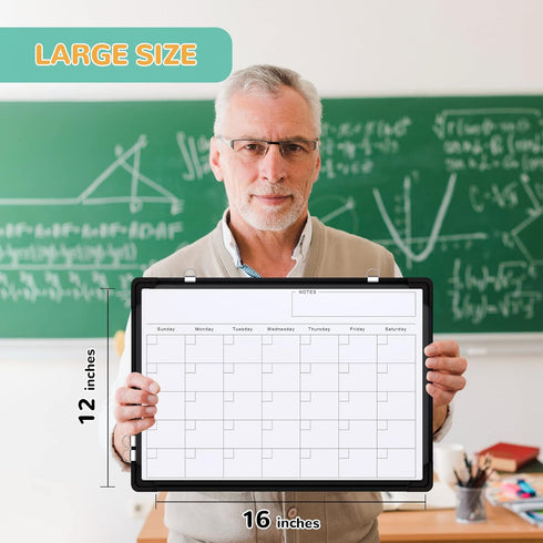 Small Monthly Calendar Dry Erase Whiteboard for Wall, 16in x 12in Magnetic Board, Portable for Kitchen, Planning