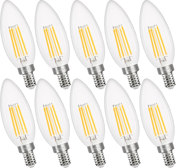 comzler 10 Pack B11 Dimmable Candelabra LED Bulbs, E12 Small Base 40W