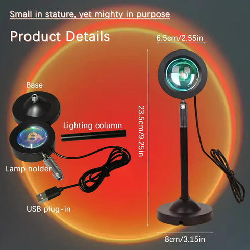 ZIRIKEDAI Sunset Projector,180 Port,Sunset Lamp Degree Rotation Sun Projection Light Led Night Light Floor Lamp