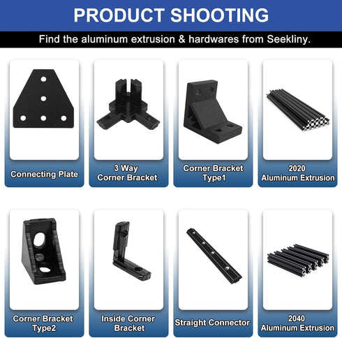 12pcs 4040 Straight Connector Corner Bracket Joint Plate, T-Slotted Accessories with Screws for 4040 Aluminum Profile