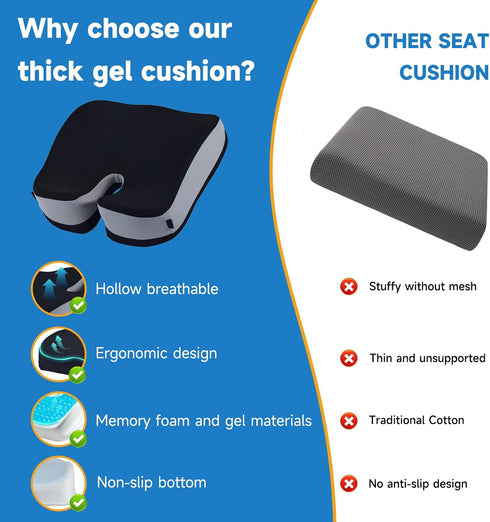 ZFUHWT Tailbone Seat Cushions for Office Chairs Wheelchair Cushion for Long Sitting Back PainMemory Foam Seat Car