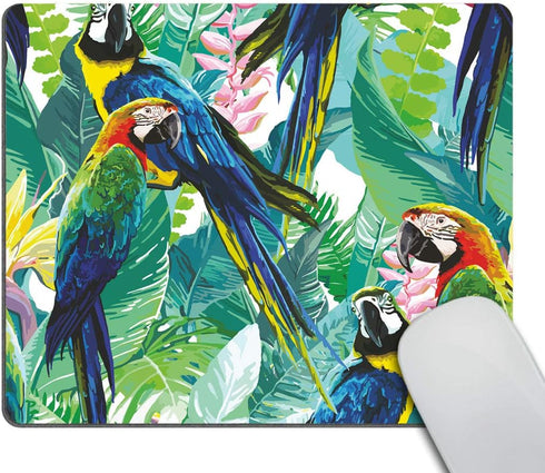 Smooffly Custom Colorful Parrots and Exotic Flowers Gaming Mouse Pad - Rectangle Non-Slip Rubber Mousepad