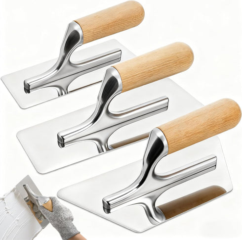 3 Pack Venetian Plaster Trowel Set, Stainless Steel Finishing Trowel, Art Paint