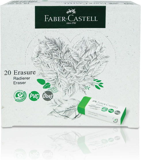 Faber-Castell PVC-Free Eraser (Box of 20) - Dust Free, Premium Quality, Safe for Kids