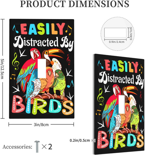 Sturin 1 3X5 Easily Distracted by Birds Wall Plate Light Switch Cover Gang Single Toggle Toggle Switch Art Plates