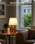 Set 2, LW51TLP205 Small Tripod Table Lamps of Modern Nightstand Lamp with Fabric Shade, Boho Bedside Wood Desk Light