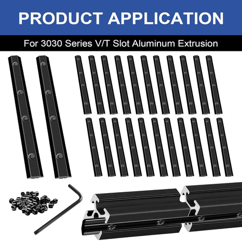 24pcs Seekliny 3030 Straight Connector Corner Bracket Joint Plate, 3030 Hardware T-Slotted Accessories with Screws,
