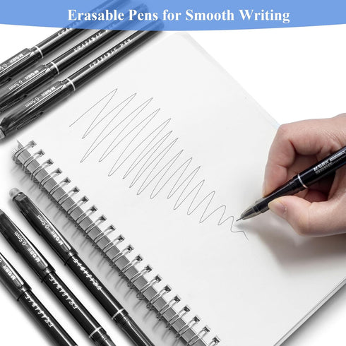 M&G Erasable Gel Pens - 12 Pcs Fine Point 0.5mm Black Erasable Gel Ink Pens with Comfort Grip for Writing