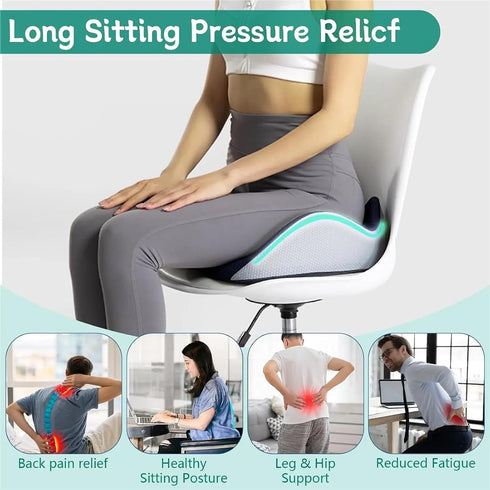 Generic Memory Foam Orthopedic Cushion, Ergonomic Coccyx, Adjustable Seat Width, for The Office,car(Dark Gray)