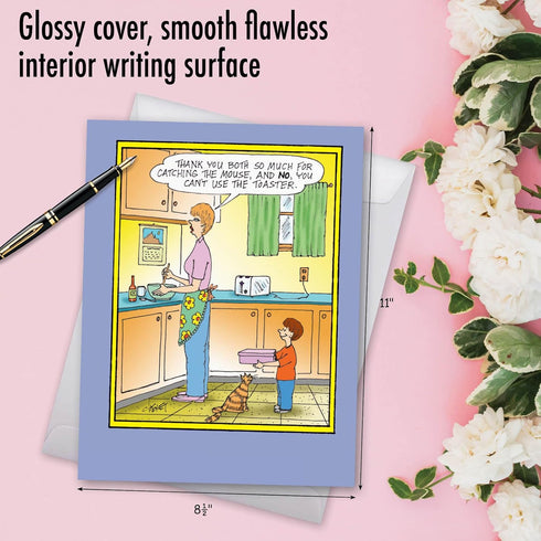 NobleWorks Funny Mother's Day Greeting Card, Jumbo Comic, 8.5 x 11 Inch, Cartoon Humor for Mom