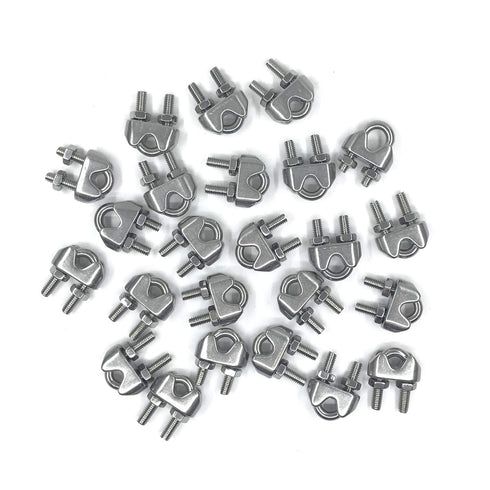 24PCS M4 5/32 Inches Stainless Steel Wire Rope Cable Clip Clamp