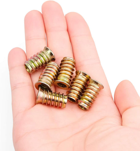 40Pcs Anwenk 1/4"-20 x 20mm Furniture Screw in Nut - Threaded Wood Inserts Bolt Fastener Connector for Wood Furniture