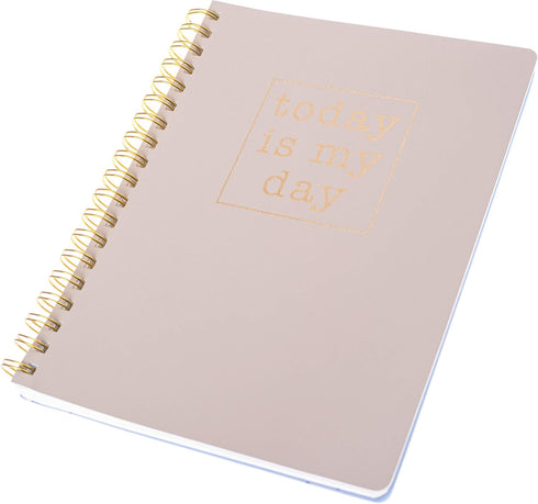 Graphique Vegan Leather Spiral Journal, “Today” – 8” x 10", 192 Lined Pages, "Today is My Day" Quote Embellished in Gold Foil on the Cover – Perfect for Taking Notes, Lists and More by Graphique