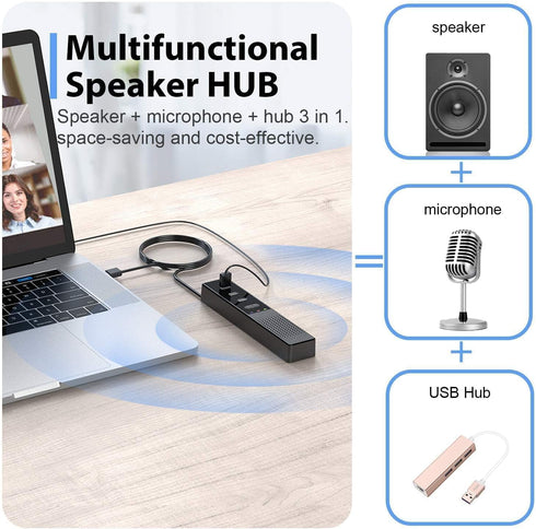 AiooTisu Speakers,360 Conference Speaker and Microphone,pc Voice Coverage, Advanced Noise Reduction, USB-C Plug & Play
