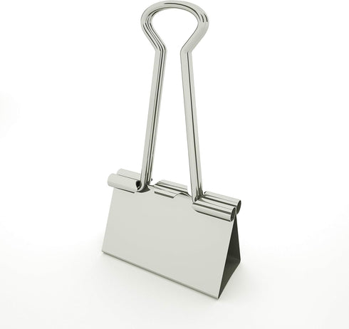 Silver Binder Clips, Large (Jumbo) 2 Inch (50 mm), Assorted Size Metal Fold Back Clips, 12 Count