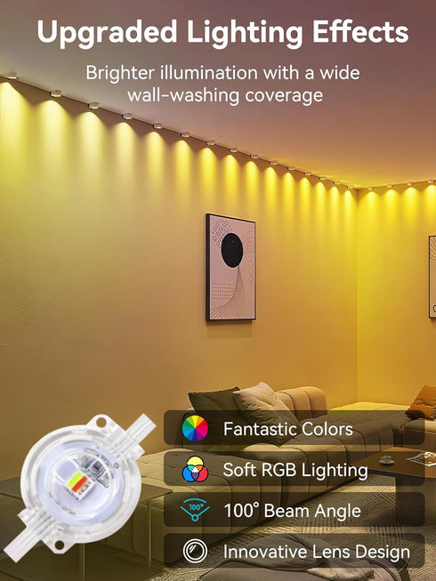 VERDILUME 50FT IP67 Permanent Outdoor Lights, RGB Waterproof Eaves Lighting, Smart LED Outside House Lights
