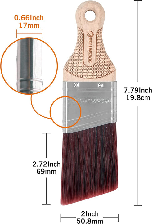 ROLLINGDOG 2 Inch Angled Paint Brush for Walls, Furniture, Trim, and Detail Painting