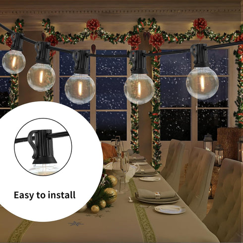 25FT, G40 27 Bulbs, Outdoor String Lights LED Patio Globe Lights with Shatterproof Waterproof Connectable Hanging