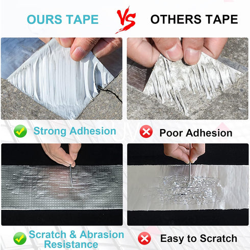Waterproof Butyl Tape 2" x 16ft, Upgraded Outdoor Aluminum Foil Tape with Butyl Rubber Adhesive for Roof Crack