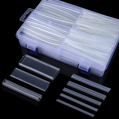 XHF 205 PCS 8 Size Length 3.5" Clear 3:1 Waterproof Automotive Electrical Heat Shrink Tubing Assortment Kit