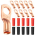 Maxdot 10 Pack UL Test Wire Lugs, 8 Gauge Stud Ring Terminals, Heavy Duty Copper Crimp Lugs with Heat Shrink (8 AWG 3/8