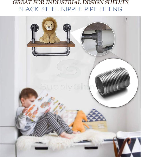 OQCM3400-4 Black Steel Nipple Pipe, 3/4''